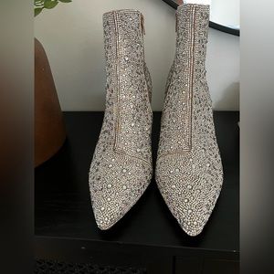 Blue by Betsey Johnson Cady Rhinestone Embellished Block Heel Booties